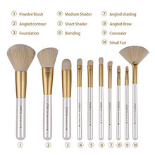 Load image into Gallery viewer, ZOREYA Makeup Brushes 10pc Gold- Premium Quality Non Animal Cruelty Cosmetic Makeup Brush Set with Vegan Leather Make up Organizer Storage Brush Holder Case