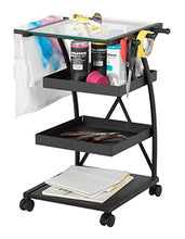 Load image into Gallery viewer, SD STUDIO DESIGNS Modern Triflex Mobile Storage Taboret for Arts and Crafts, Charcoal/Clear Glass