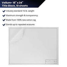 Load image into Gallery viewer, Pacific Arc Drafting Vellum Sheets, 10-Sheets 18 x 24 inches Paper Rag Vellum with Border and Title Block
