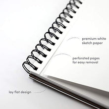 Load image into Gallery viewer, Sketchbook 2 Pack, Hardcover Spiral Bound Sketch Pad, 80 Sheets, 74 lb White Acid Free Drawing Paper with Perforated 8.5 in by 11 in Pages, for Professional Artists and Students, Black Cover