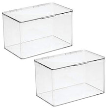 Load image into Gallery viewer, mDesign Kids Plastic Stackable Toy Storage Organizer Box Container with Hinged Lid for Storing Action Figures, Crayons, Building Blocks, Puzzles, Wood Construction Sets, Cars, 2 Pack - Clear