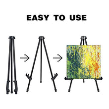 Load image into Gallery viewer, PUJIANG Tabletop Display Easel, Folding Instant Poster Easel, 14" High Black Steel Metal Art Easel for Display Show, Paintings, Posters (Black, 1Pack)