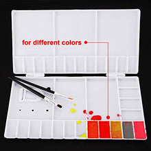 Load image into Gallery viewer, Shappy Watercolor Palette Folding Paint Tray Plastic Painting Pallet with 33 Compartments, Thumbhole and Brush Holders, White