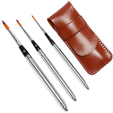 Load image into Gallery viewer, High-end Art Travel Painting Brush Synthetic Sable Round Hair Short Handle Brush for Acrylic Oil and Watercolor Painting 3Pcs