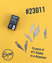 Load image into Gallery viewer, Excel Blades #11 Craft Knife Replacement Blades - Double Honed Blades for Craft Knife - Perfect for Trimming Wood, Plastic, Paper, Leather and More - Set of 15 with Dispenser