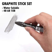 Load image into Gallery viewer, Dainayw Graphite Stick Set - Water Soluble - 4B 6B 10B, Art Drawing Supplies for Sketch & Shading Pencils, Artist Sketching - 3 Pcs