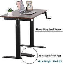 Load image into Gallery viewer, UNICOO - Crank Adjustable Height Standing Desk, Adjustable Sit to Stand up Desk,Home Office Table, Computer Table, Portable Writing Desk, Study Table (Black Walnut Top/Black Frame - NTCSET-01-BWB)
