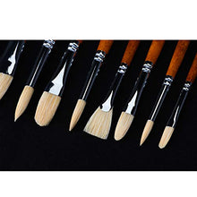 Load image into Gallery viewer, Fuumuui 11pcs Professional Paint Brush Set, 100% Natural Chungking Hog Bristle Artist Brushes for Acrylic and Oils Painting with a Free Carrying Box