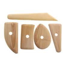 Load image into Gallery viewer, globeagle Ceramic Pottery Ribs Tool Sets 5 PCS Wood Pottery Tools Clay Sculpting Ceramics Molding Tool Potters Rib Kits