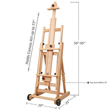 Load image into Gallery viewer, MEEDEN Versatile Studio H-Frame Easel - All Media Adjustable Beech Wood Studio Easel, Painting Floor Easel Stand, Movable and Tilting Flat Available, Holds Canvas Art up to 77"