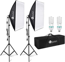 Load image into Gallery viewer, HPUSN Softbox Lighting Kit Professional Studio Photography Equipment Continuous Lighting with 85W 5400K E27 Socket and 2 Reflectors 50 x 70 cm and 2 Bulbs for Portrait Product Fashion Photography