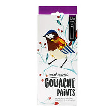 Load image into Gallery viewer, Mont Marte Signature Gouache Paint, 12 x 0.4oz (12ml), Semi-Matte Finish, 12 Colors, Suitable for use with Canvas, Watercolor Paper, Watercolor Paints and Mixed Media
