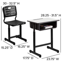 Load image into Gallery viewer, Flash Furniture Adjustable Height Student Desk and Chair with Black Pedestal Frame