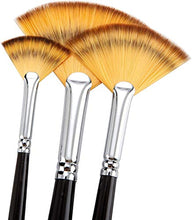 Load image into Gallery viewer, Paint Brush Set Artist Fan Painting Brushes Wood Long Hands for Oil Acrylic Watercolor 3 Pcs