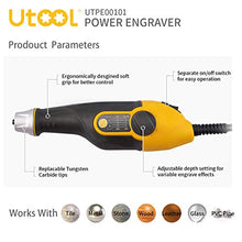 Load image into Gallery viewer, Utool Engraver, 24W Engraving Tool with Soft Rubber Grip for Wood Metal Glass Engraving & Etching with 4 Replaceable Tungsten Carbide Steel Bits