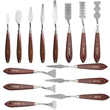 Load image into Gallery viewer, Ationgle Palette Knife 14 Pieces Stainless Steel Spatula Painting Supplies with Wood Handle for Oil Painting, Acrylic Mixing and Texturing