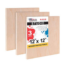 Load image into Gallery viewer, U.S. Art Supply 12" x 12" Birch Wood Paint Pouring Panel Boards, Studio 3/4" Deep Cradle (Pack of 3) - Artist Wooden Wall Canvases - Painting Mixed-Media Craft, Acrylic, Oil, Watercolor, Encaustic