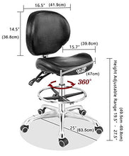Load image into Gallery viewer, Grace & Grace Rolling Drafting Chair Height Adjustable Stool with Backrest and Footrest for Computer,Studio,Workshop,Classroom, Lab, Counter, Home Office, Work from Home Chair, Home Desk Chair (Black)