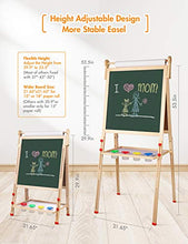 Load image into Gallery viewer, YOHOOLYO Kids Wooden Art Easel with Paper Roll, Double Sided Whiteboard Chalkboard Children Easel,Adjustable Height Magnetic Dry Easel Drawing with Kids Art Easel Playset for Boys Girls Gifts