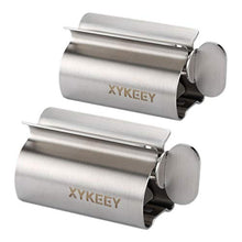 Load image into Gallery viewer, XYKEEY Toothpaste Tube Squeezer - Set of 2 Toothpaste Squeezer Rollers, Metal Toothpaste Tube Wringer Seat Holder Stand (Stainless Steel)