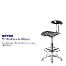 Load image into Gallery viewer, Flash Furniture Vibrant Black and Chrome Drafting Stool with Tractor Seat