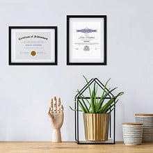 Load image into Gallery viewer, ONE WALL 11x14 Document Frame Displays 8.5x11 Diplomas with Mat or 11x14 Inch Without Mat, Black Certificate Frame Made of Solid Wood and Tempered Glass - Mounting Hardware Included