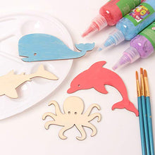 Load image into Gallery viewer, yalansmaiP 24 Pack Unfinished Wooden Cutouts Ocean Animal Cutouts Wood Pieces Octopus, Shark, Whale, Dolphin Shapes Wood Discs Slices for DIY Projects, Art Crafts, Decorations, 6 of Each