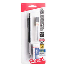 Load image into Gallery viewer, Pentel Graph Gear 500 Automatic Drafting Pencil with Lead and Mini Eraser, 0.5 mm (PG525LEBP),Black,1 Pack w/ Lead & Eraser