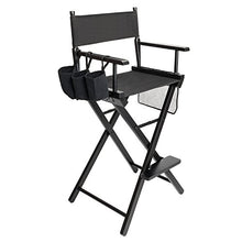 Load image into Gallery viewer, mefeir 31" Height Tall Director Chair Folding Artist Makeup with Replacement Cover, Storage Side Bags, Portable Footrest, Support 250 lbs,Solid Hardwood & Polyester Black