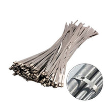 Load image into Gallery viewer, Amgate 100pcs 5.9 Inches Stainless Steel Cable Zip Ties Exhaust Wrap Coated Locking