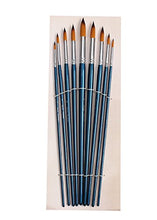 Load image into Gallery viewer, Artist Round Paint Brushes - Professional Quality Golden Nylon, Long Handle, Round Paint Brush Set - Ideal for Watercolor Painting and Equally Useful for Acrylic Painting, Gouache and Oil Painting.