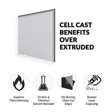 Load image into Gallery viewer, SimbaLux Acrylic Sheet Clear Cast Plexiglass 12” x 12” Square Panel 1/8” Thick (3mm) Pack of 2 Transparent Plastic Plexi Glass Board with Protective Paper for Signs, DIY Display Projects, Craft