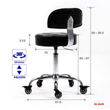 Load image into Gallery viewer, CoVibrant Lockable Stool with Back Ergonomic Rolling Hydraulic Adjustable for Doctor Esthetician Artist Work Small Office Desk (Black Back)