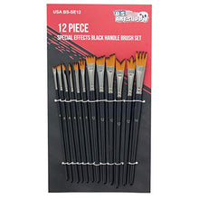 Load image into Gallery viewer, U.S. Art Supply 12 Piece Special Effects Artist Paint Brush Set - Professional Taklon Synthetic FX Brushes, Ribbon, Muti-Liner, Angular - Create Grass, Hair, Fur - Watercolor, Acrylic, Gouache, Oil