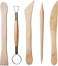Load image into Gallery viewer, Polymer Clay Sculpting Tools Set - 5 Pcs Pottery Tool Kit - Ceramic Pottery & Clay Ribbon Wood Modeling Tools Kit (5 Pack)