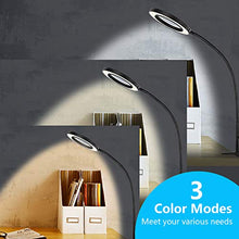 Load image into Gallery viewer, Magnifying Lamp, BZBRLZ Dimmable Eye-Caring LED Desk Lamp, 5X Magnification, Infinite Brightness Adjustable, 3 Color Modes, Perfect for Reading, Working or Crafting
