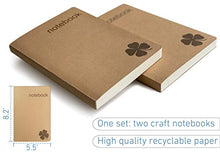 Load image into Gallery viewer, Set of 2 Blank Bound Notebooks A5 – Each 200 Lay Flat Pages – 5x8 Hardcover Sketch Pad – Drawing Sketchbook Ink-proof Paper 100% Recycled - Journal Refills by Le Vent