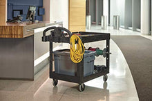 Load image into Gallery viewer, Rubbermaid Commercial Products 2-Shelf Utility/Service Cart, Medium, Lipped Shelves, Ergonomic Handle, 500 Lbs. Capacity, For Warehouse/Garage/Cleaning/Manufacturing (Fg452088Bla)
