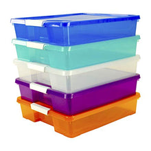Load image into Gallery viewer, Storex Classroom Student Project Box, 12 x 12 Inches, Assorted Tints, 5-Pack (63202U05C), standard sized