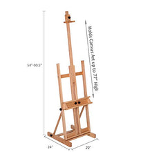 Load image into Gallery viewer, MEEDEN Classic H-Frame Artist Painting Easel,Solid Beechwood Studio Easel,Floor Easel,Premium Wood Easel for Oil, Acylic,Sketching, Pastel Painting, Holds Canvas Art up to 77”, Natural Color