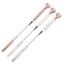 Load image into Gallery viewer, LONGKEY 3PCS Diamond Pens Big Crystal Diamond Ballpoint Pen Bling Metal Ballpoint Pen Offices and Schools, Silver/White With Rose Polka Dots/Rose Gold with White Polka Dots, Includes 3 Pen Refills.