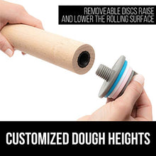 Load image into Gallery viewer, Gorilla Grip Premium Rolling Pin, Adjustable Dough Roller Solid Beechwood, Removable Thickness Rings to Measure Doughs Professional Home Kitchen Baking Utensil, Pizza Pies, Black Gray White Light Gray