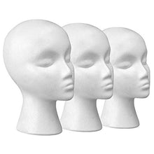 Load image into Gallery viewer, 11" 3 Pcs Styrofoam Wig Head - Tall Female Foam Mannequin Wig Stand and Holder for Style, Model And Display Hair, Hats and Hairpieces, Mask