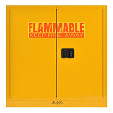 Load image into Gallery viewer, Sandusky Lee SC300F Yellow Steel Safety Cabinet for Flammable Liquids, 1 Shelf, 2 Door Manual Close, 30 Gallon Capacity, 44"Height, 43"Width, 18"Depth