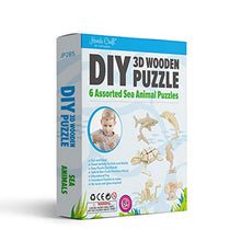 Load image into Gallery viewer, Hands Craft DIY 3D Wooden Puzzle Bundle Set, Pack of 6 Sea Animals Brain Teaser Puzzles | Educational STEM Toy | Safe and Non-Toxic Easy Punch Out Premium Wood | (JP2B5)