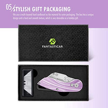 Load image into Gallery viewer, FANTASTICAR Folding Utility Knife Gift Box Cutter Lightweight StreamlineType Body with 5-Piece Extra Blades (Purple)