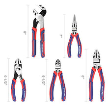 Load image into Gallery viewer, WORKPRO 5-piece Pliers Set with Storage Pouch, 7-Inch Long Nose, 6-Inch Diagonal, 8-Inch Groove Joint, 6-Inch Slip Joint, 8-Inch Linesman, Portable Home Hand Tools