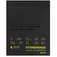 Load image into Gallery viewer, Stonehenge, 1 Legion Aqua Watercolor Pad, 140lb, Cold Press, 8 by 10 Inches, Black Paper, 15 Sheets
