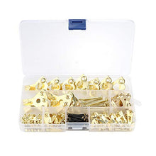 Load image into Gallery viewer, Picture Hangers, Coologin 120 Pieces Professional Photo Frame Hooks, Heavy Duty Picture Hanging Kit with Nails for Wall Mounting, Holds 10-100 lbs,Golden