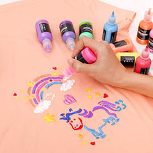 Load image into Gallery viewer, 3D Fabric Paint, Magicfly 40 Colors Permanent Textile Paint with 3 Brushes and Stencils, Permanent Fabric Paint with Fluorescent, Glow in The Dark, Glitter, Metallic Colors for Clothing, T-Shirt, Glas